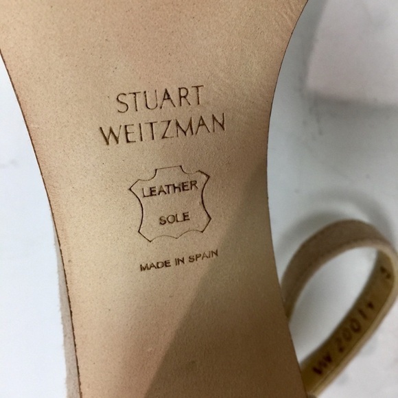 Stuart Weitzman More Pearls Bisque Suede Sandals Size 5 - Picture 15 of 17